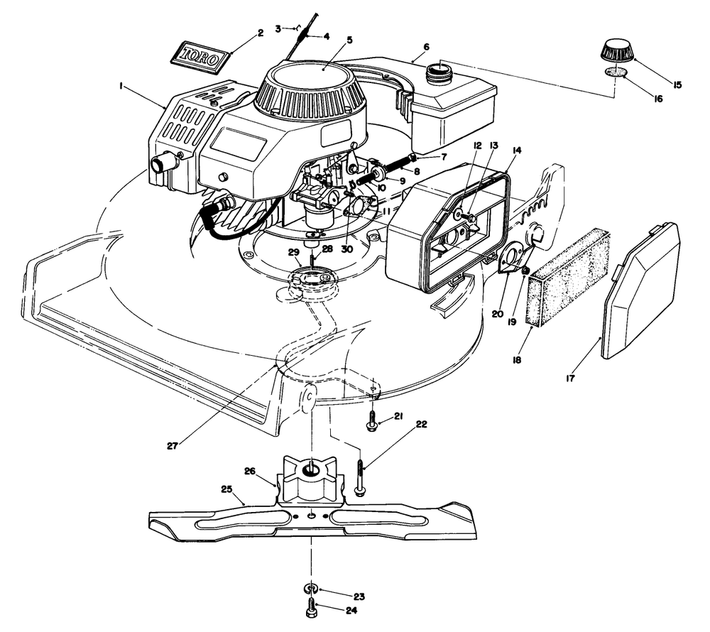 Engine Assembly Diagram and Parts List for 20680 6000001 - 6999999 Toro Lawn Mower