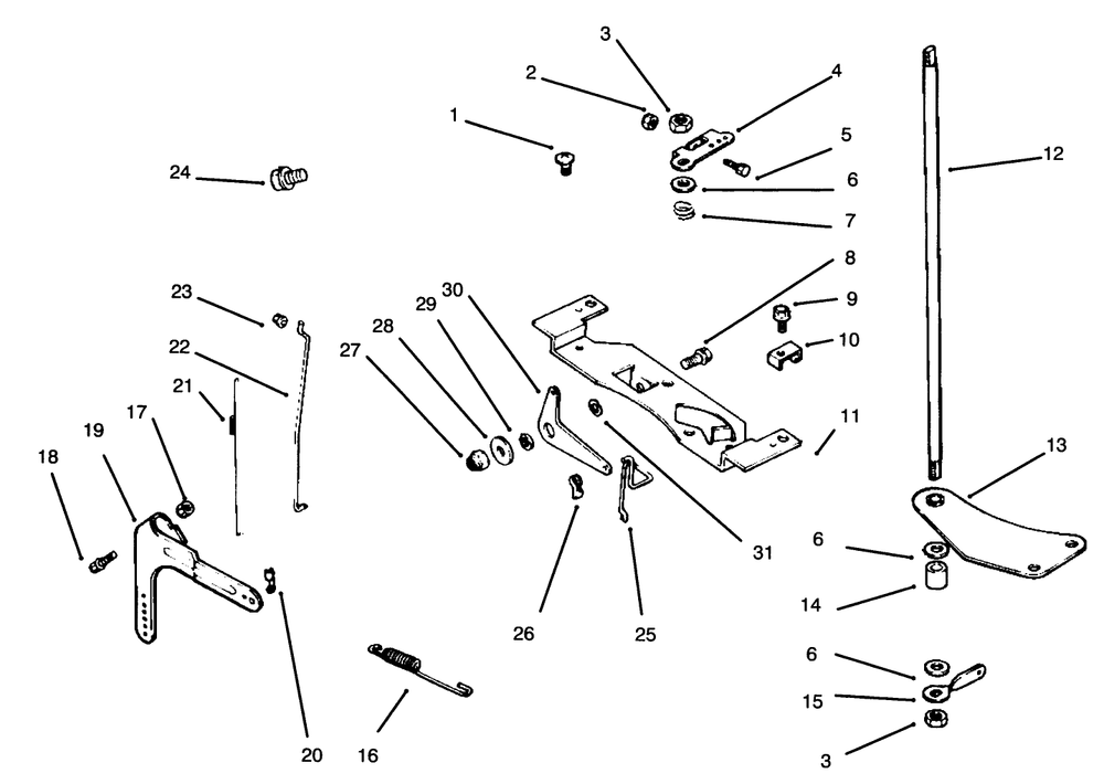 Engine Controls Diagram and Parts List for 30191 590001 - 599999 Toro Lawn Tractor Accessories