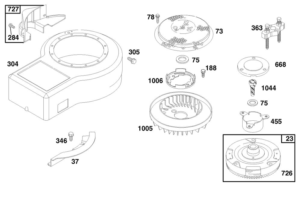 Engine Briggs & Stratton Model 28n777-0174-01 Diagram and Parts List for 71219 7900001 - 7999999 Toro Lawn Tractor