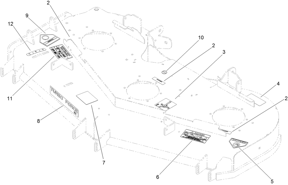 Deck Decal Assembly Diagram and Parts List for 74945CP (311000001-311999999)(2011) Toro Lawn Mower