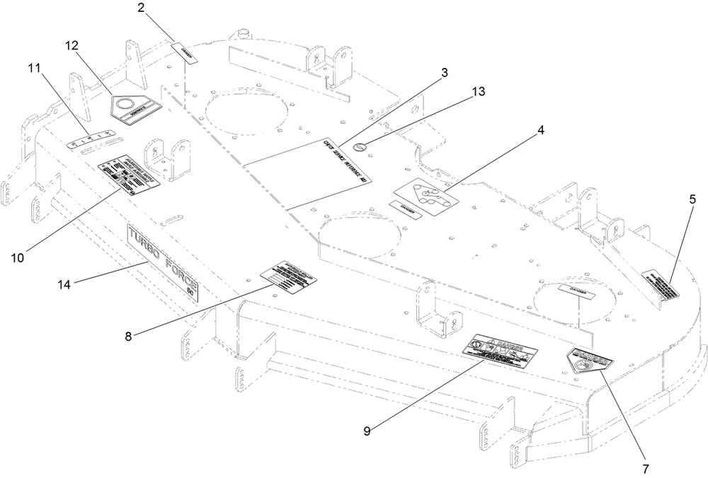 Deck Decal Assembly Diagram and Parts List for 74268 (311000001-311999999)(2011) Toro Lawn Mower