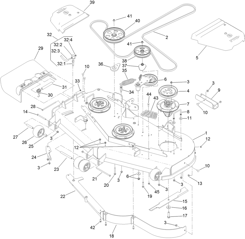 Deck Assembly Diagram and Parts List for 74926 402090000-403005769 Toro Lawn Mower