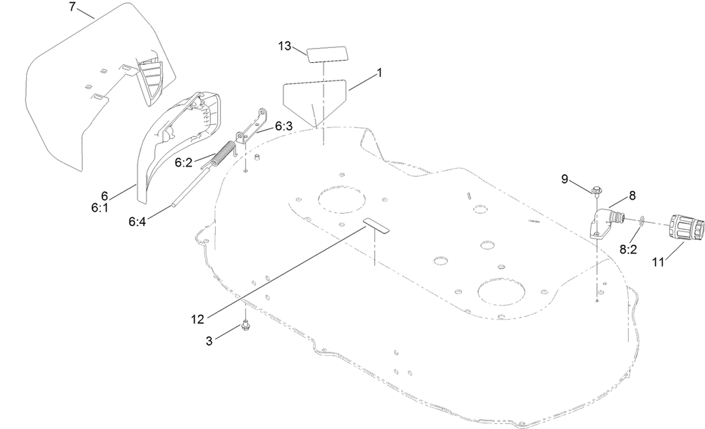 Side Discharge Chute Assembly Diagram and Parts List for 21200 407800000 - 410174254 Toro Lawn Mower