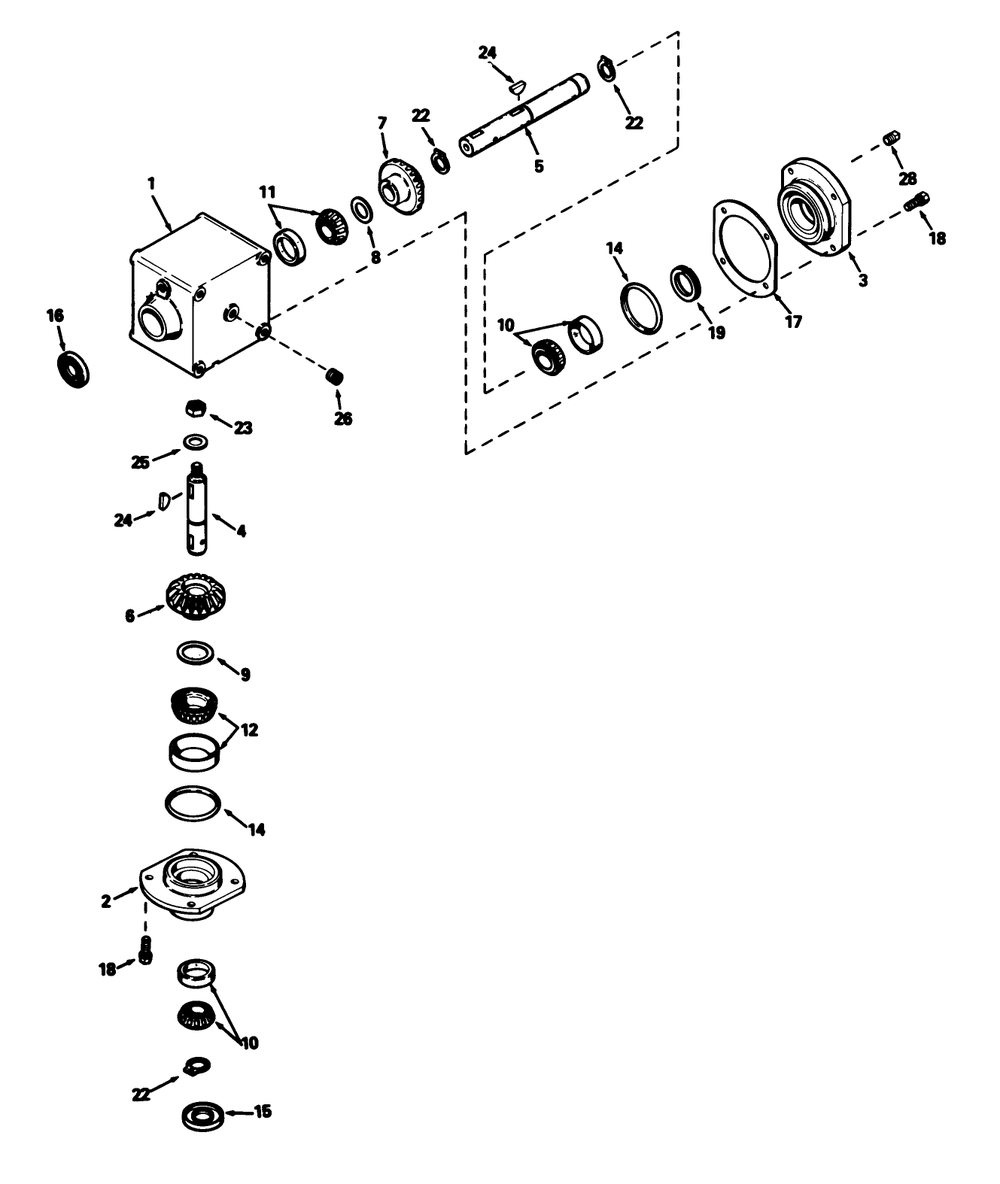 Gear Box Assembly Diagram and Parts List for 30754 (800001-899999)(1988) Toro Lawn Tractor