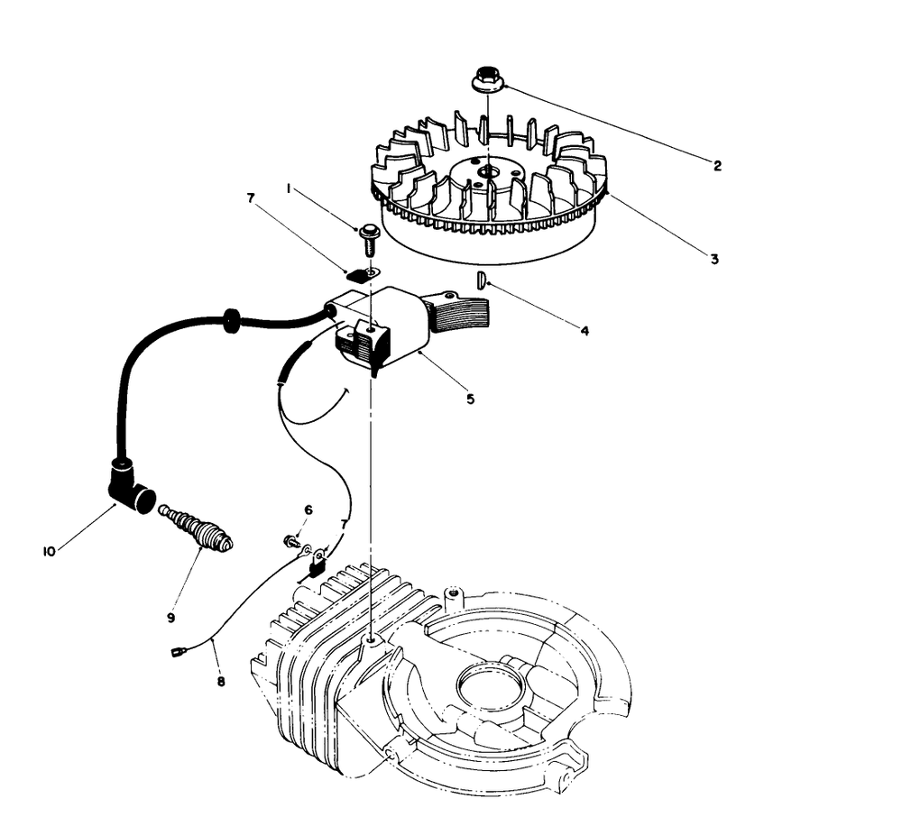Flywheel & Magneto Assembly (Engine Model No. 47pm1-5) Diagram and Parts List for 38186 3900001 - 3999999 Toro Snow Blower