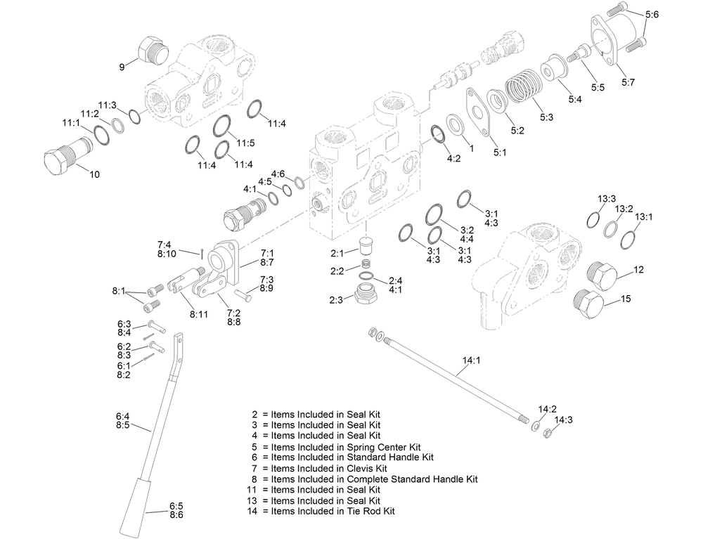 3 Spool Hydraulic Valve Assembly No. Au8hv80153 Diagram and Parts List for 23898 400000000 - 999999999 Toro Lawn Tractor Accessories