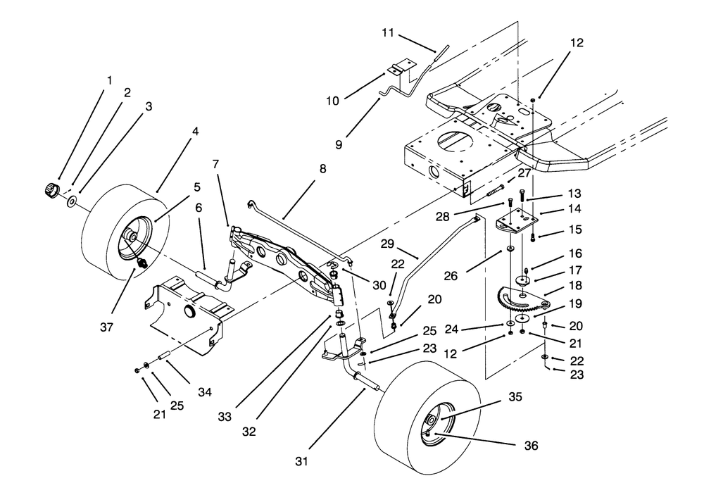 Front Axle Assembly Diagram and Parts List for 71184 6900001 - 6999999 Toro Lawn Tractor