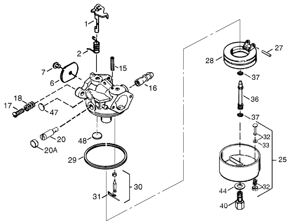 Carburetor No. 640082 Diagram and Parts List for 38072 9900001 - 9999999 Toro Snow Blower