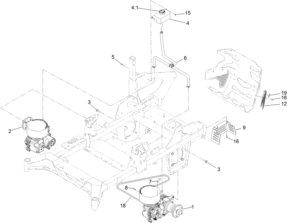 Hydraulic Drive  Assembly Diagram and Parts List for 74056TE 409854760-409854775 Toro Lawn Tractor