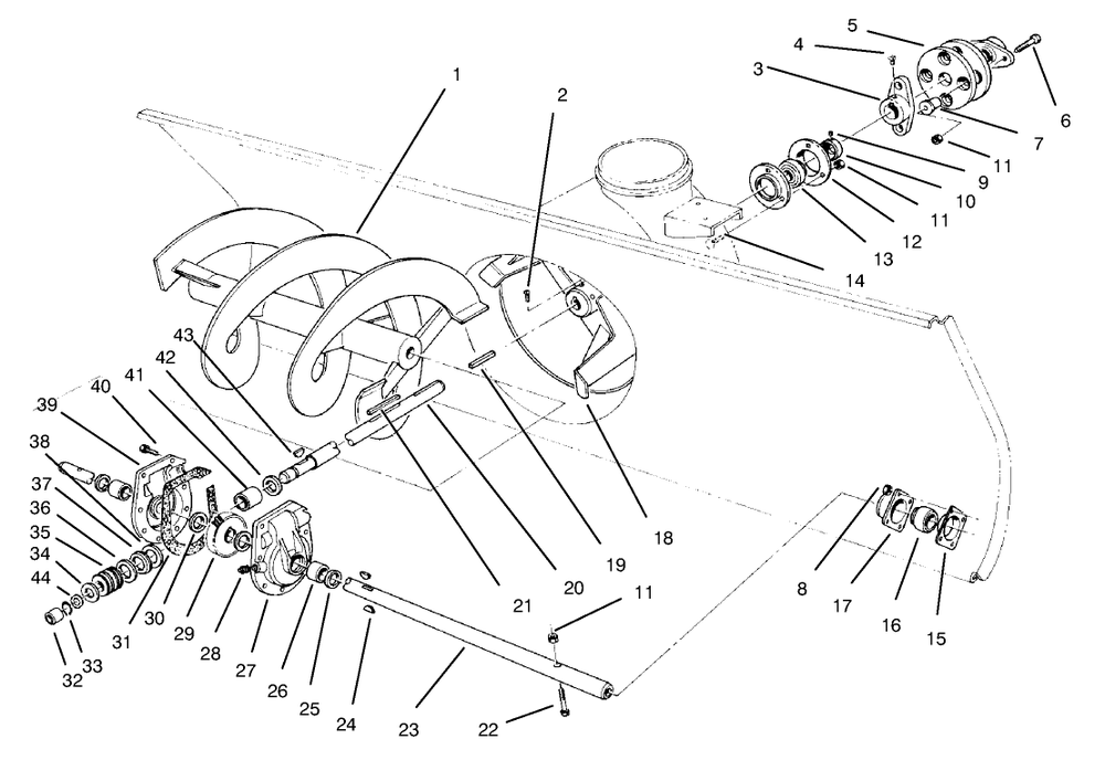 Auger Assembly Diagram and Parts List for 30761 790001 - 799999 Toro Snow Blower