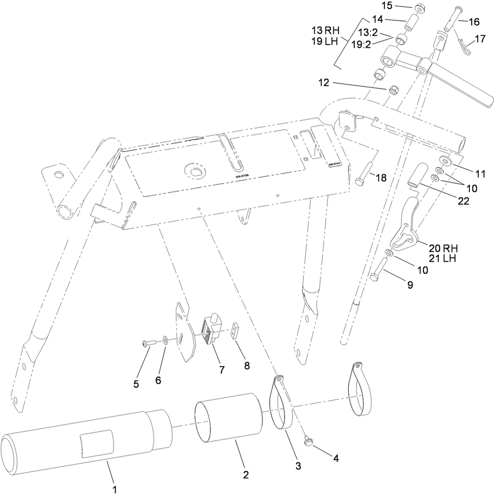 Drive Lever Assembly Diagram and Parts List for 39934 (310000001-310999999)(2010) Toro Lawn Mower