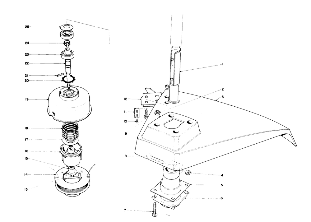 Trimmer Head Assembly Diagram and Parts List for 51635 1000001 - 1999999 Toro Trimmer