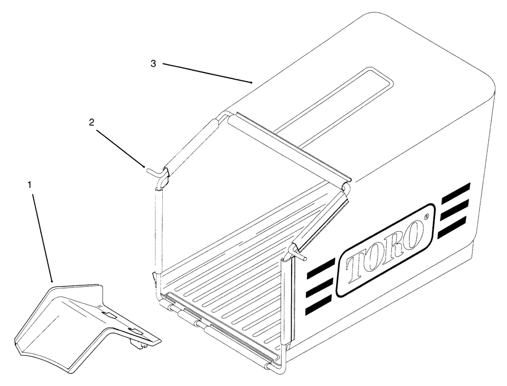 Grass Bag Assembly Diagram and Parts List for 21000BC 5900001 - 5999999 Toro Lawn Tractor Accessories