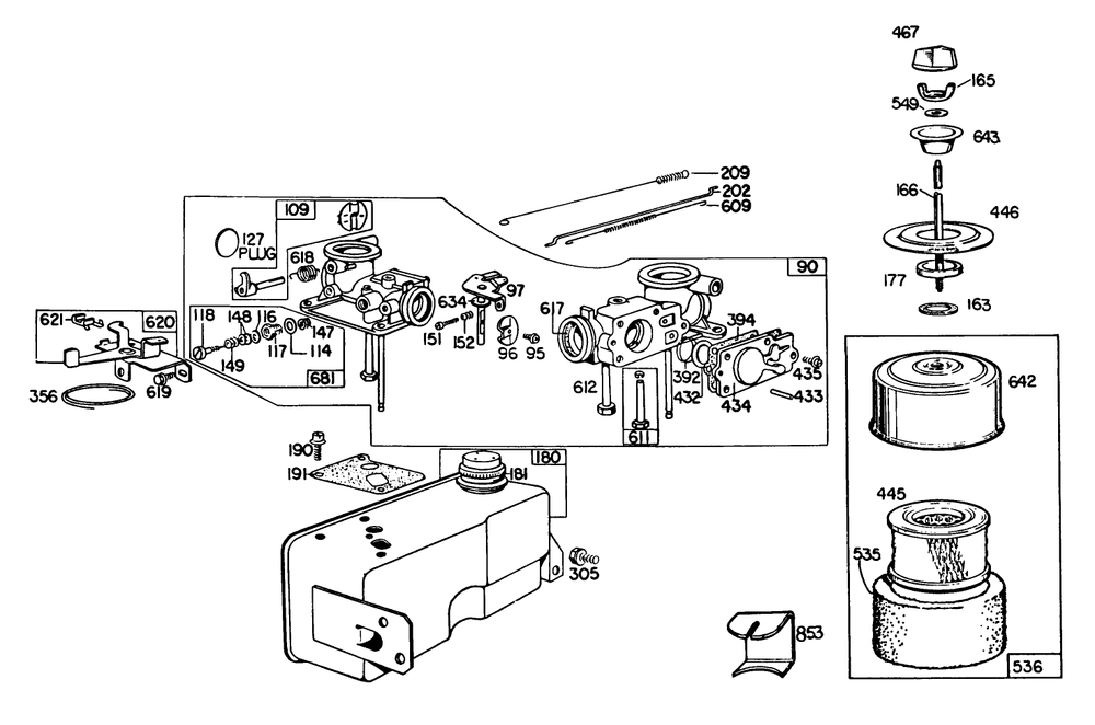 Engine Briggs & Stratton Model 130902-0543-01 Diagram and Parts List for 23022 5000001 - 5999999 Toro Lawn Mower