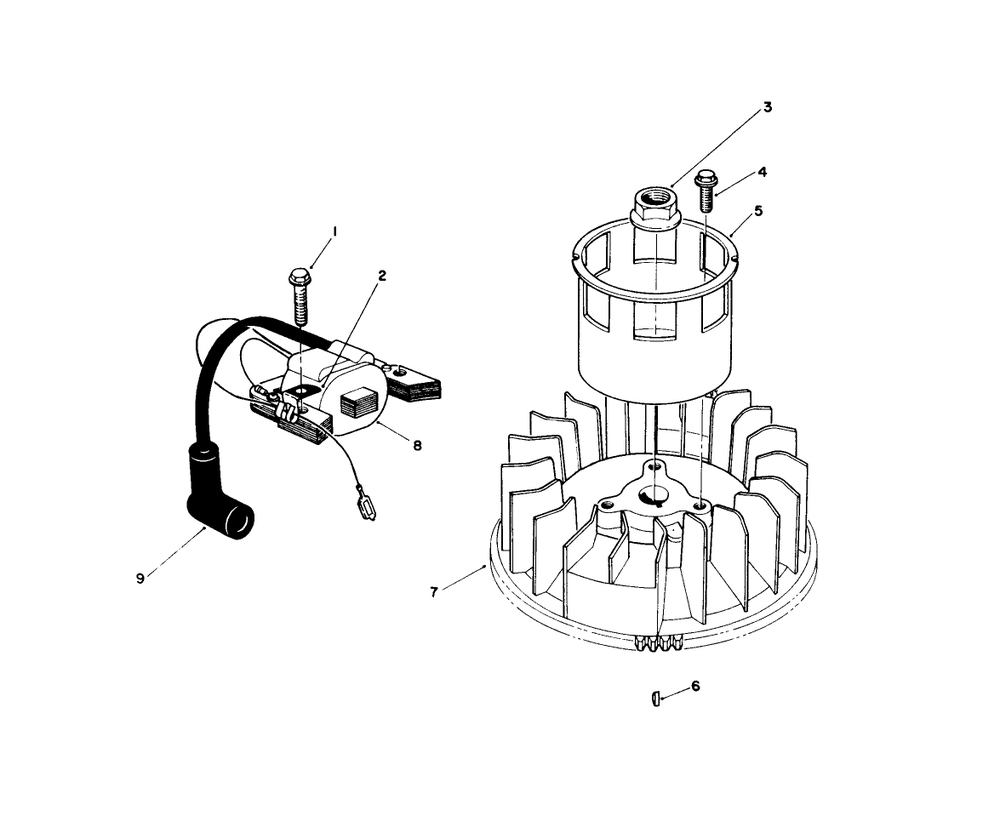 Magneto & Flywheel Assembly (Model No. Vmk9-5) Diagram and Parts List for 20925B 0000001 - 0999999 Toro Lawn Mower