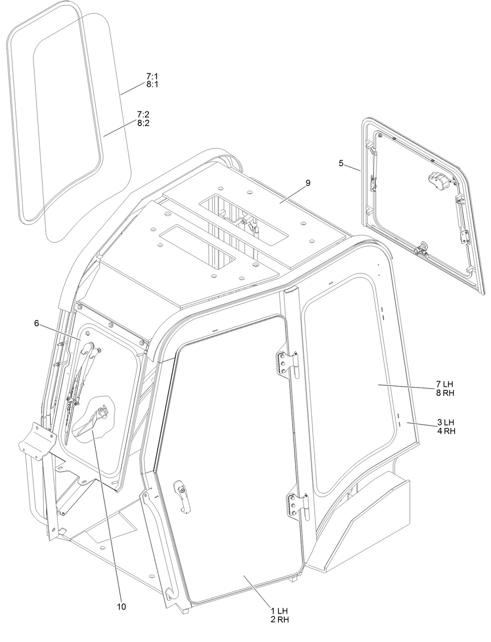 Cab Assembly No. 136-4013 Diagram and Parts List for 25208 400000000 - 999999999 Toro Lawn Tractor Accessories