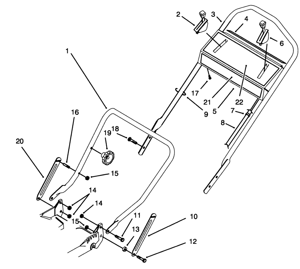 Handle Assembly Diagram and Parts List for 20764B 49000001 - 49999999 Toro Lawn Mower