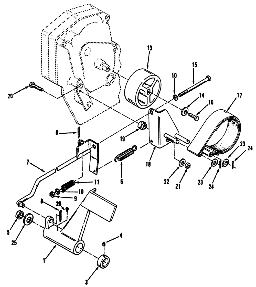 Clutch, Brake And Speed Control Linkage Diagram and Parts List for R1-20OE02 2000001 - 2999999 Toro Lawn Tractor