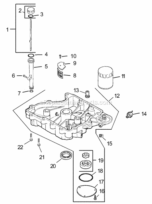 Oil Pan And Lubrication Assembly Kohler Cv493 Diagram and Parts List for 74199 230000001-230999999 Toro Lawn Mower