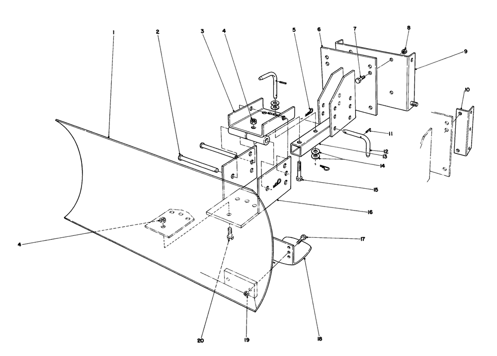Grader Blade Assembly Model No. 59099 (Optional) Diagram and Parts List for 38095 7000001 - 7999999 Toro Snow Blower