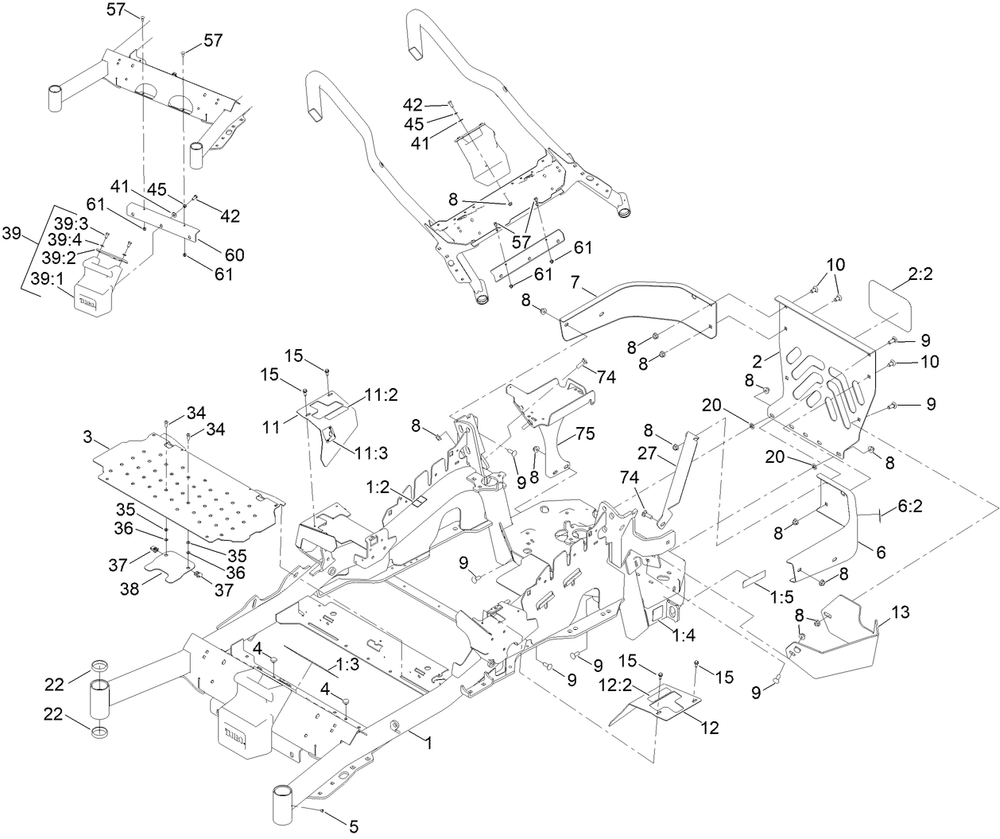 Frame Assembly Diagram and Parts List for 72942TE 411000000 - 413999999 Toro Lawn Tractor