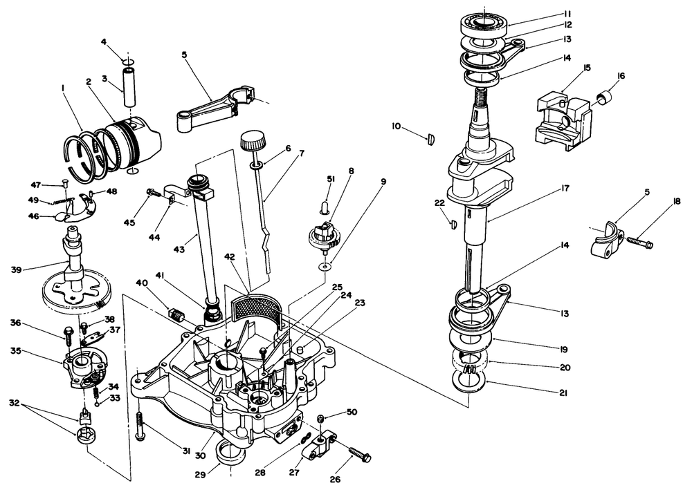 Crankcase Assembly Diagram and Parts List for 30112 8000001 - 8999999 Toro Lawn Tractor Accessories
