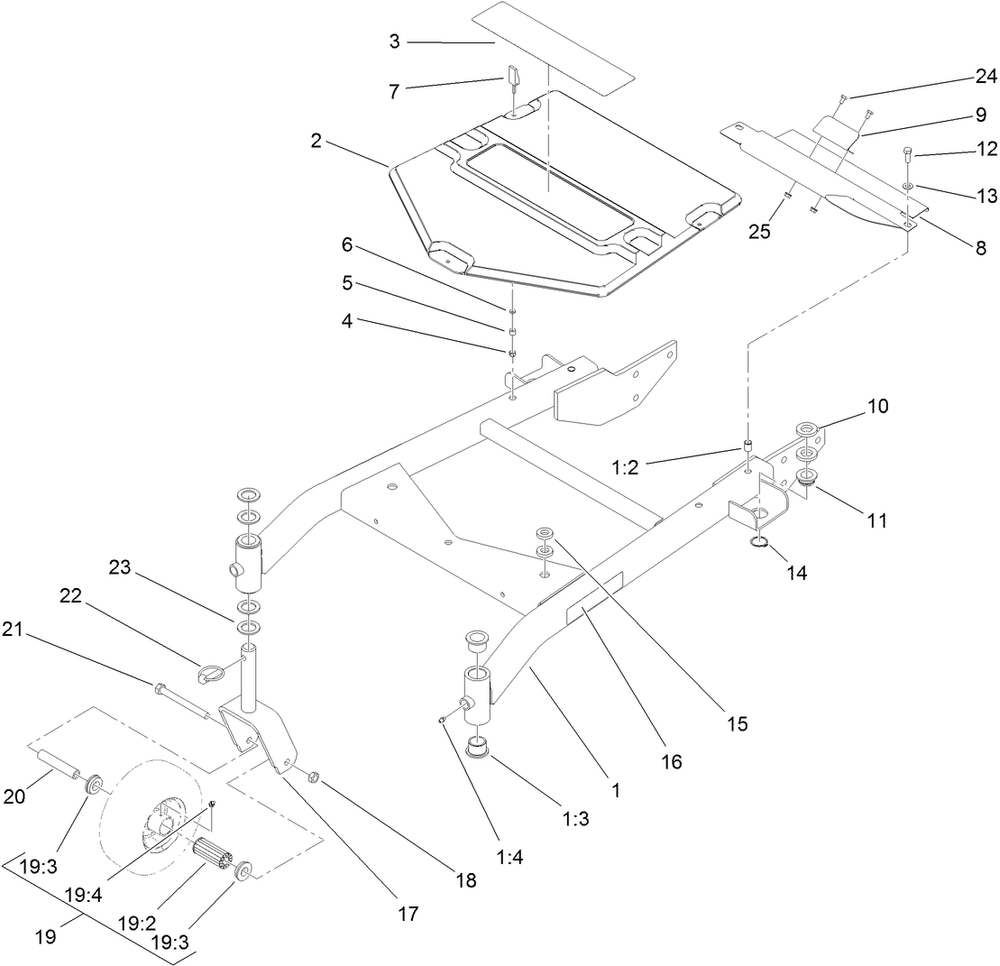 Carrier Frame Assembly Diagram and Parts List for 30071 404320000-999999999 Toro Lawn Mower