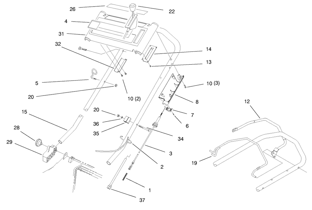 Handle Assembly Diagram and Parts List for 20822 7900001 - 7999999 Toro Lawn Mower