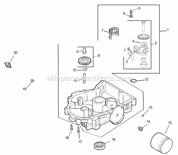 Oil Pan/Lubrication Assembly Kohler Cv20s Pro Diagram and Parts List for 74177 230007001-230999999 Toro Lawn Mower