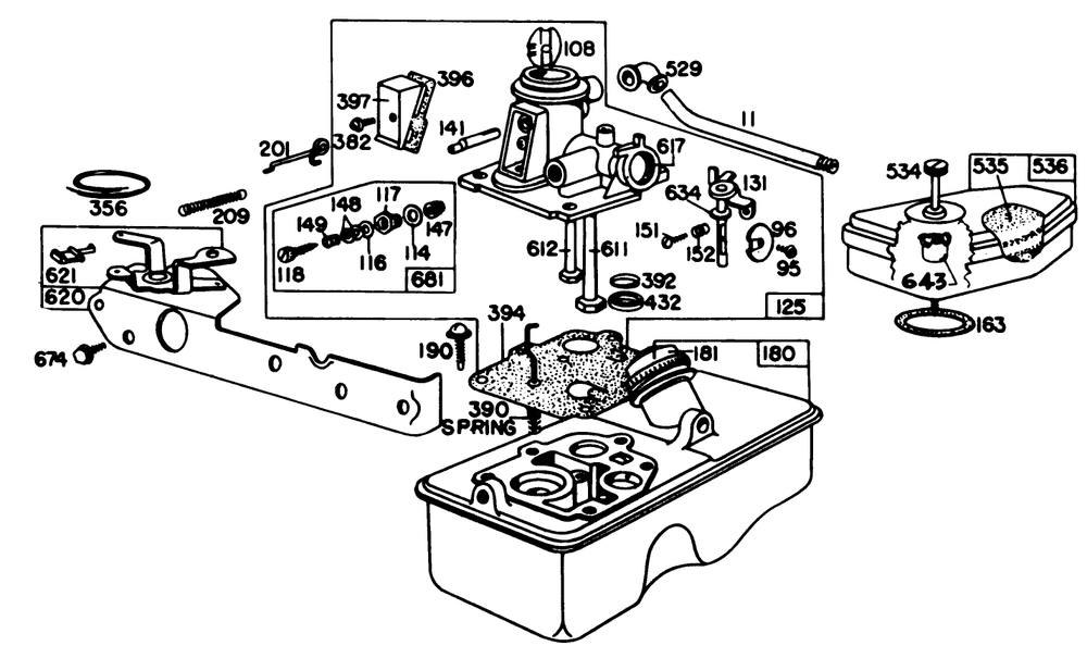 Carburetor Assembly Model 92908-1956-01 Diagram and Parts List for 20755 0000001 - 0999999 Toro Lawn Mower