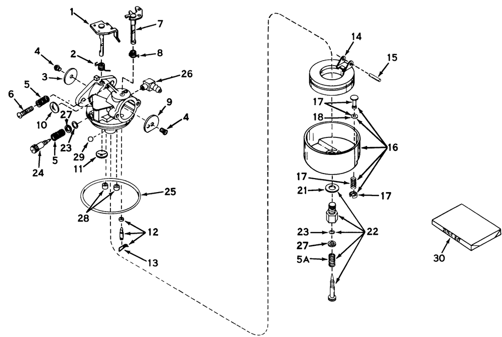 Carburetor No. 631242 Diagram and Parts List for 17201 9000001 - 9999999 Toro Lawn Mower