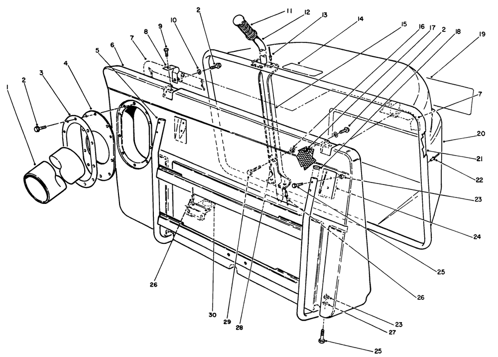Hopper Assembly Diagram and Parts List for 27-06BL02 2000001 - 2999999 Toro Lawn Tractor Accessories