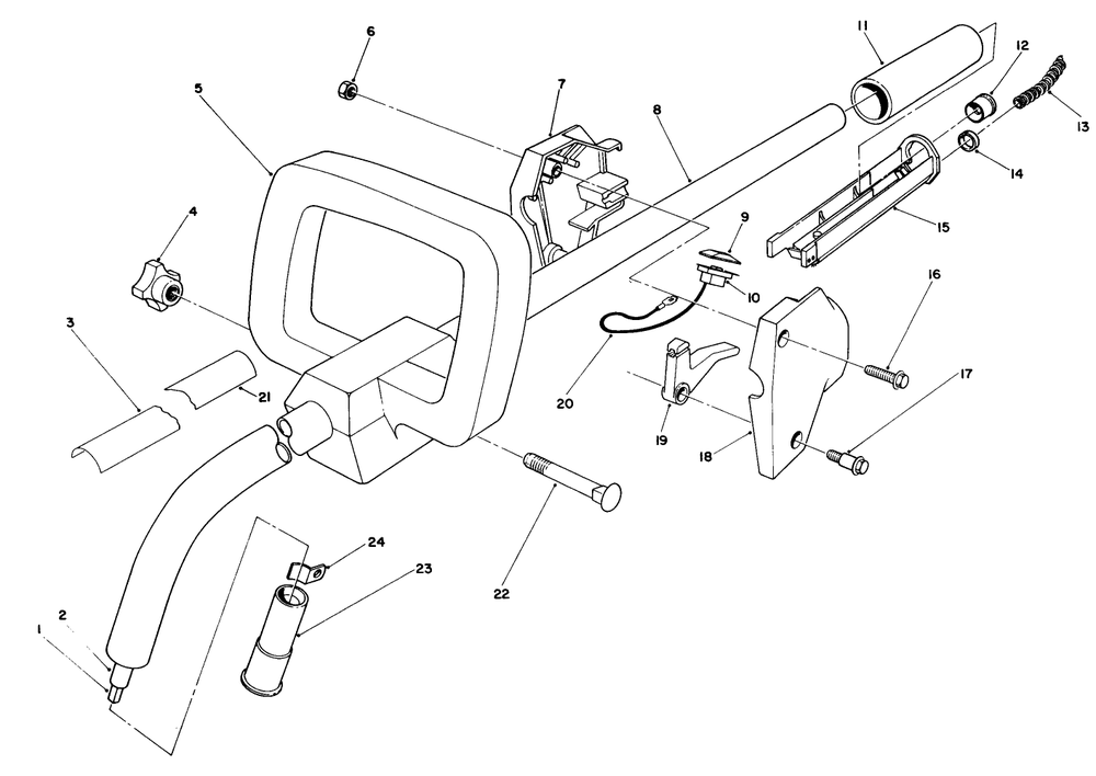 Handle Assembly Diagram and Parts List for 51642 6000001 - 6999999 Toro Trimmer