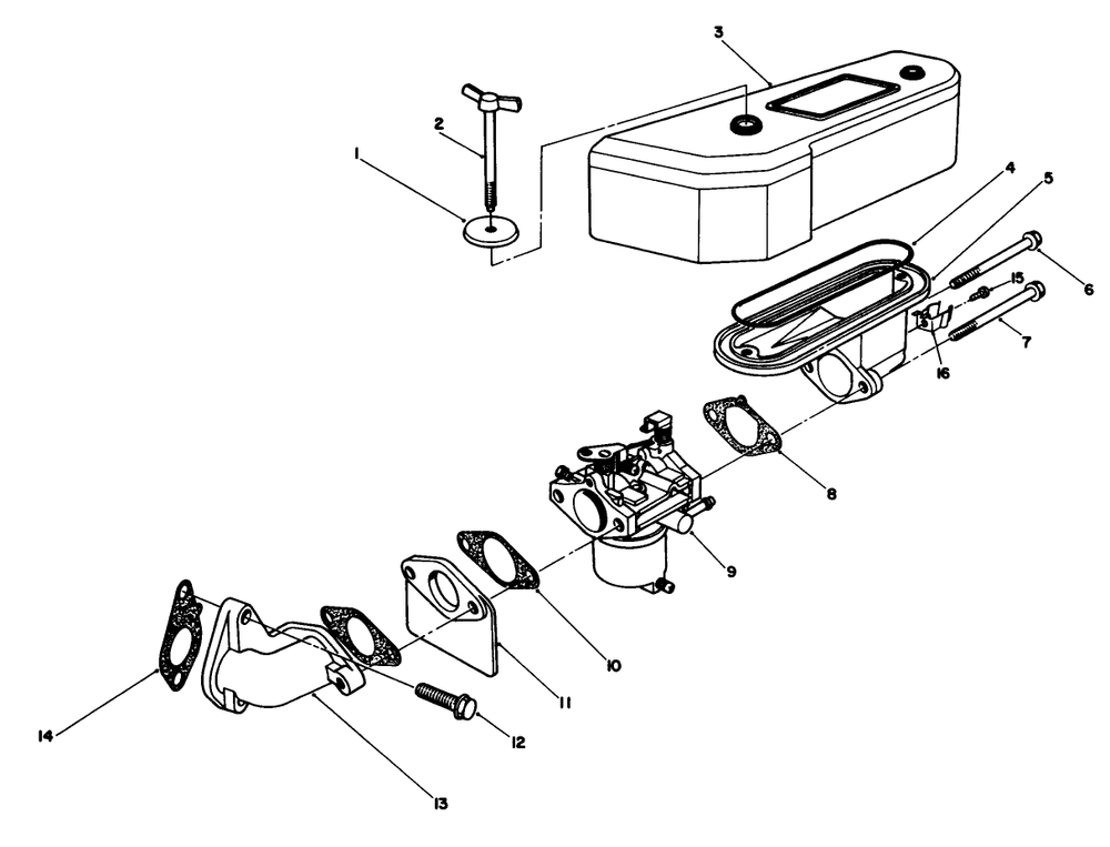 Air Cleaner And Carburetor Assembly Diagram and Parts List for 30112 0000001 - 0999999 Toro Lawn Tractor Accessories