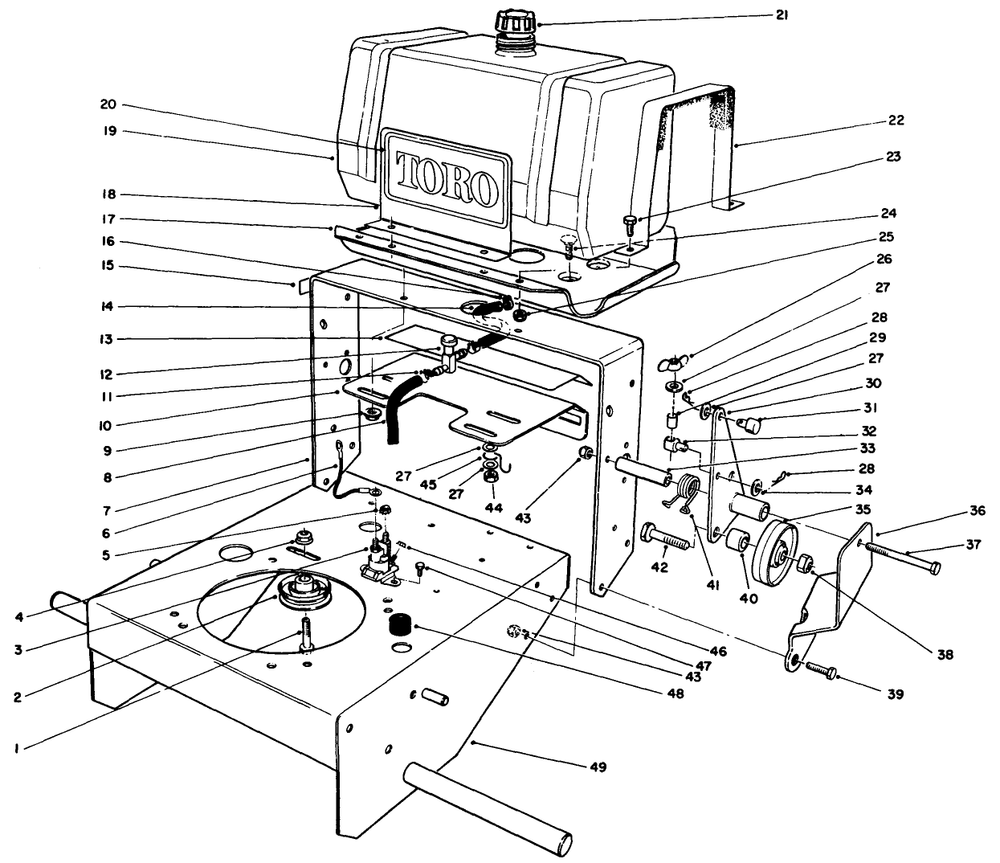 Frame Assembly Diagram and Parts List for 30116 9000001 - 9999999 Toro Lawn Tractor Accessories