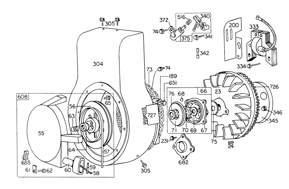 Rewind Starter Assembly For Type 0754 And 0755 Diagram and Parts List for 31756 3000001 - 3999999 Toro Snow Blower