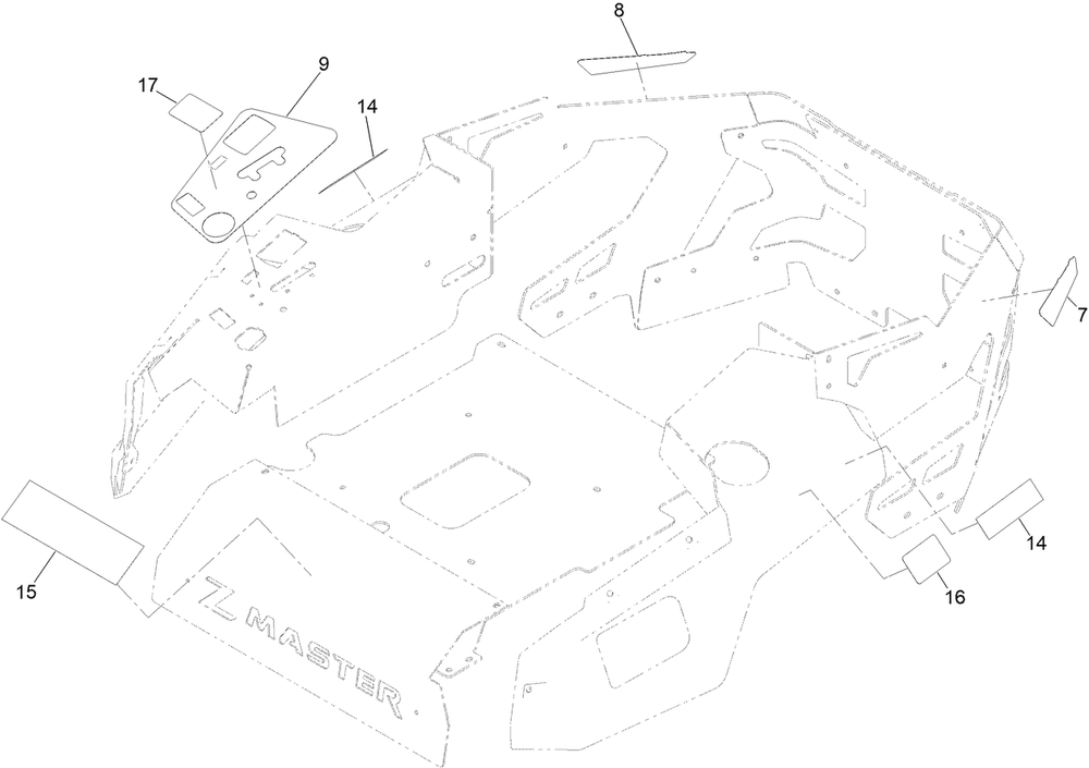 Decal Assembly Diagram and Parts List for 74010HD 417200000 - 418028709 Toro Lawn Tractor