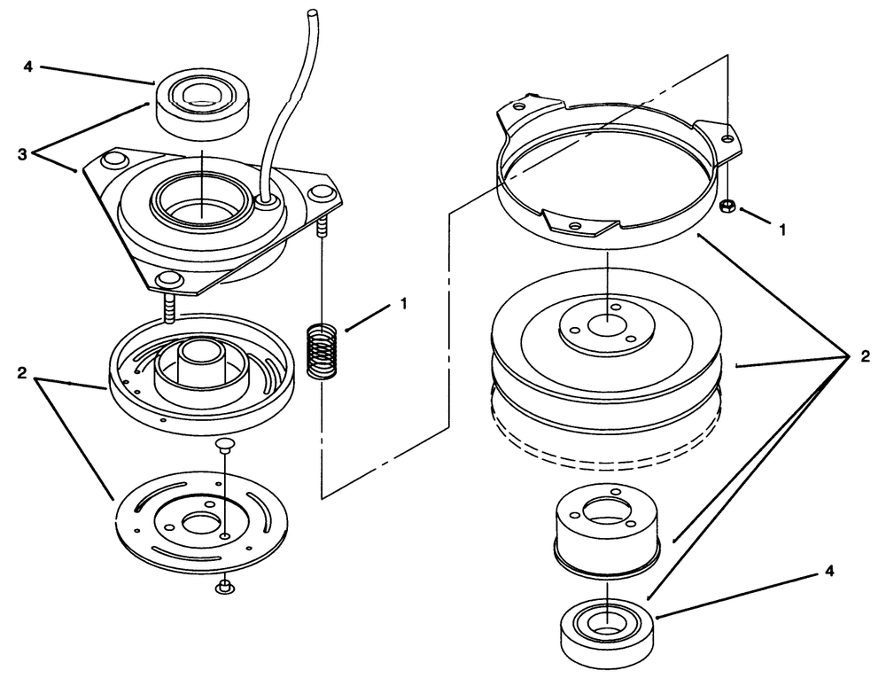 Clutch Diagram and Parts List for 72064 6900001 - 6999999 Toro Lawn Tractor