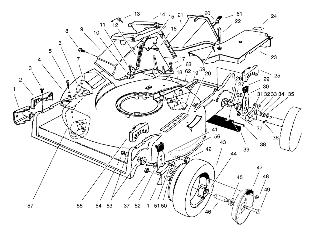 Housing Assembly Diagram and Parts List for 22031 9900001 - 9999999 Toro Lawn Mower