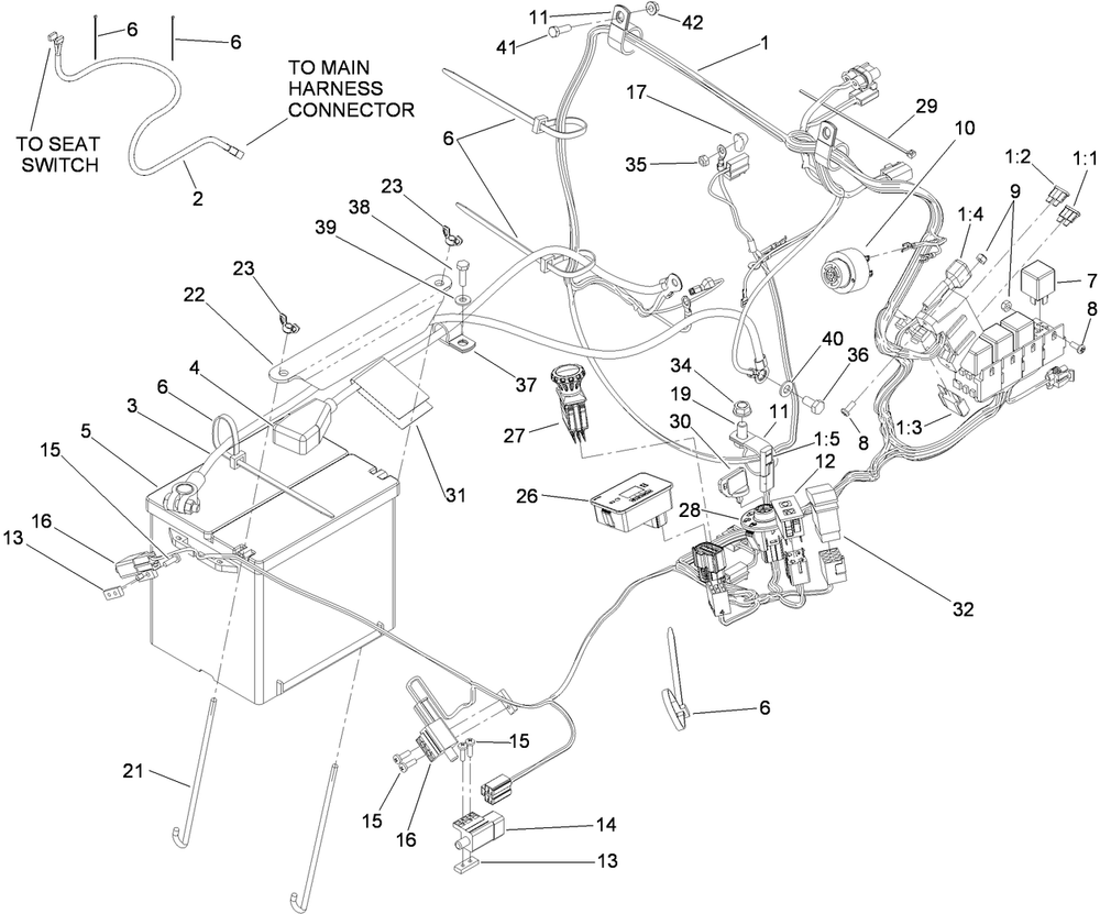 Electrical Assembly Diagram and Parts List for 74274 (310000001-310999999)(2010) Toro Lawn Mower