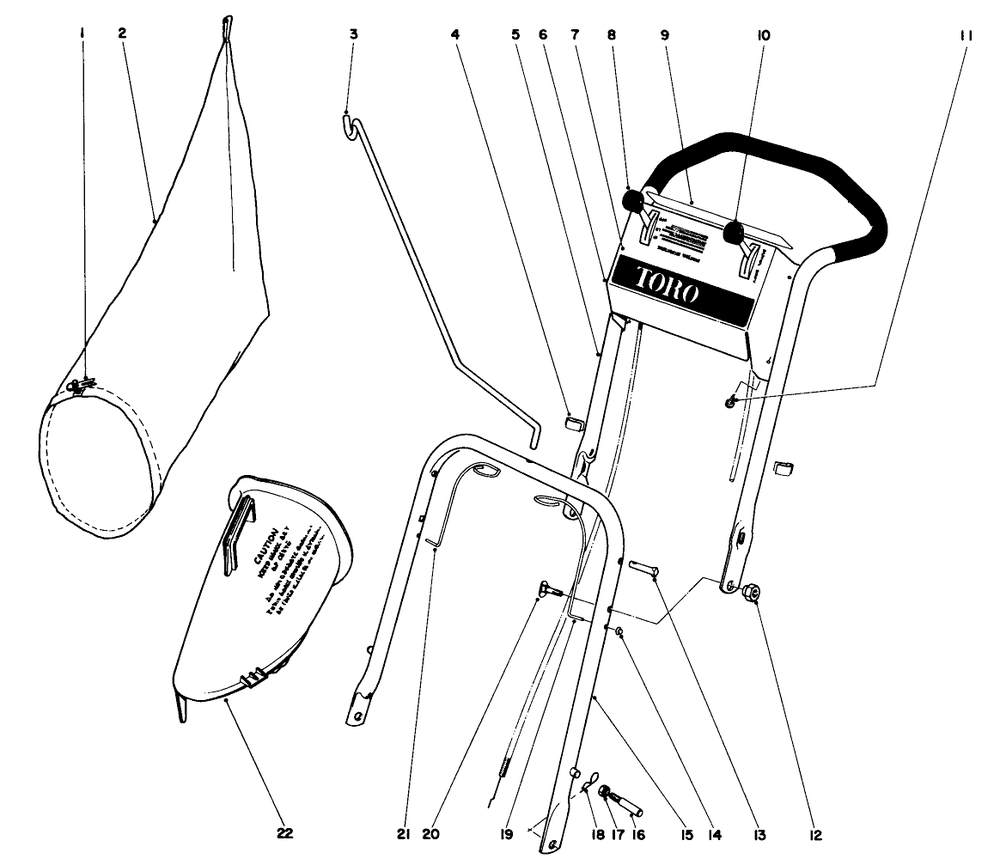 Handle Assembly Model No. 21273 Diagram and Parts List for 21173 3000001 - 3999999 Toro Lawn Mower