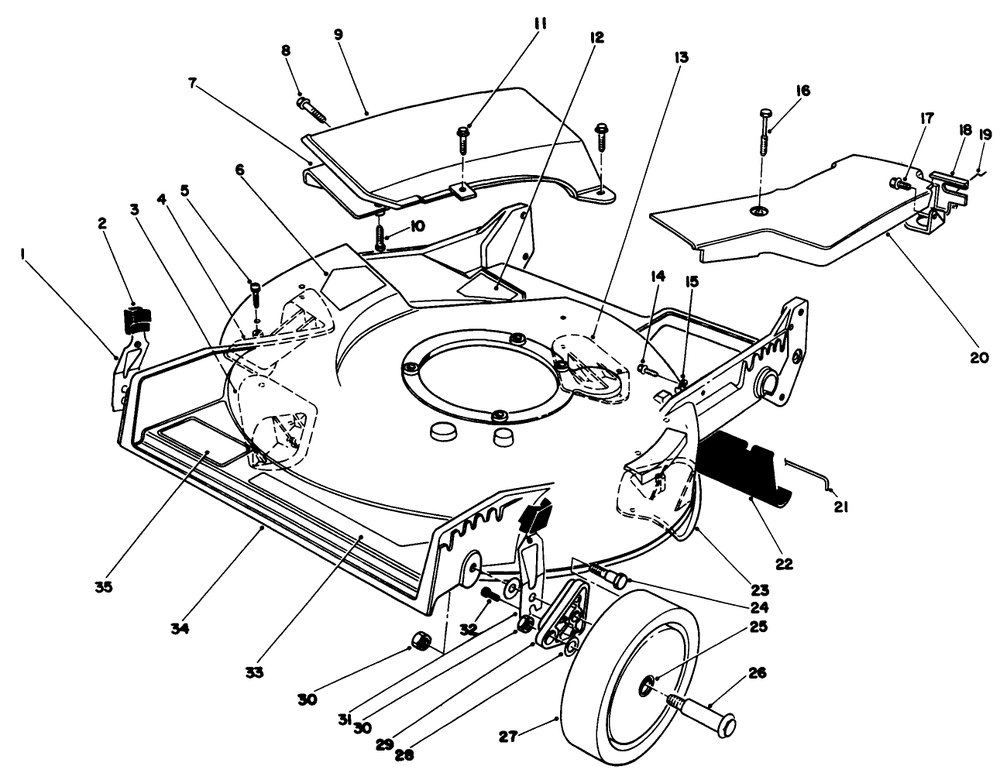 Housing Assembly Diagram and Parts List for 20320 2000001 - 2999999 Toro Lawn Mower