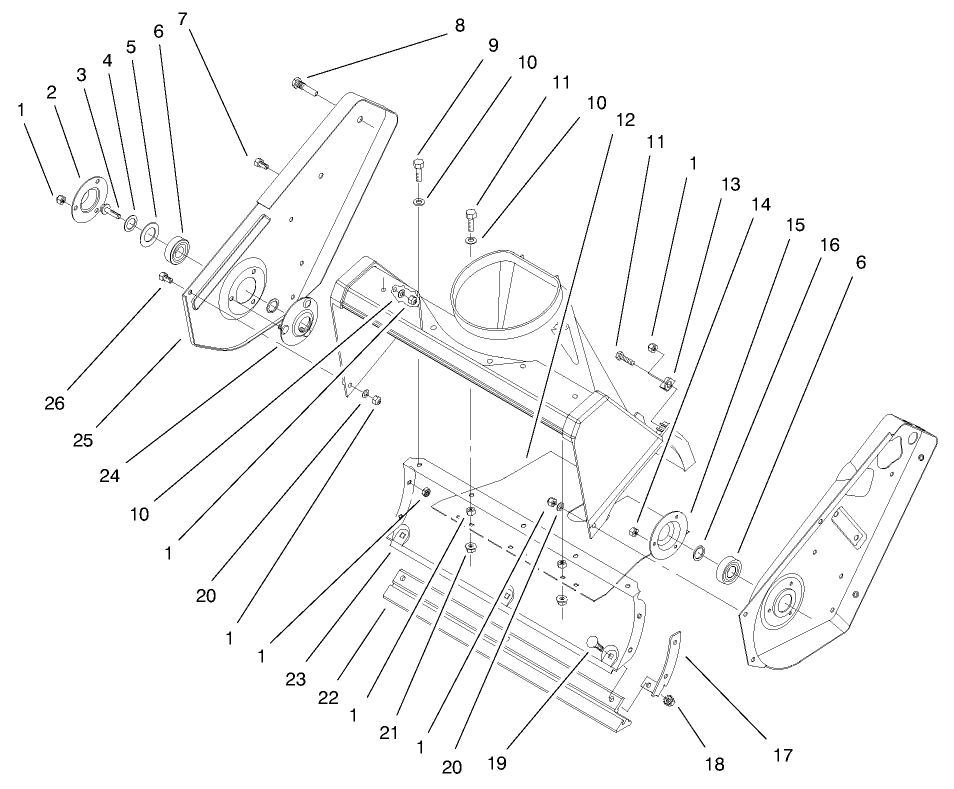 Side Plate & Scraper Assembly Diagram and Parts List for 38416 7900001 - 7999999 Toro Snow Blower