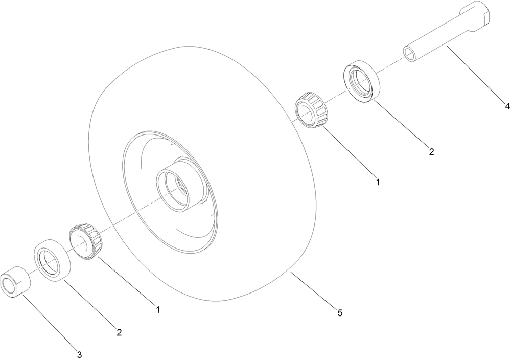 Wheel And Bearing Assembly Diagram and Parts List for 74536TE 413000000 - 417999999 Toro Lawn Tractor