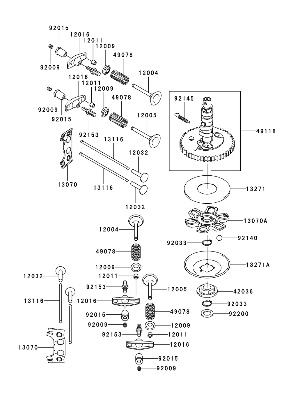 Valve / Camshaft Assembly Diagram and Parts List for 74558 (290000001-290000209)(2009) Toro Lawn Mower
