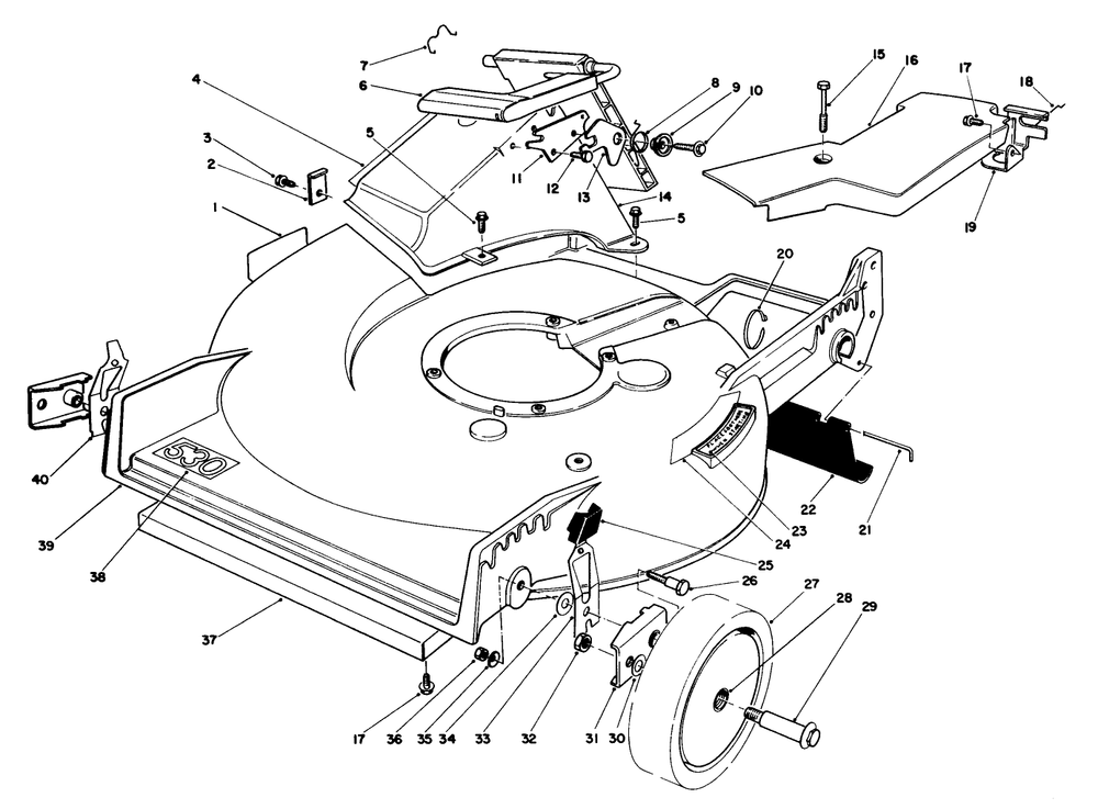 Housing Assembly Diagram and Parts List for 20747C 6000001 - 6999999 Toro Lawn Mower
