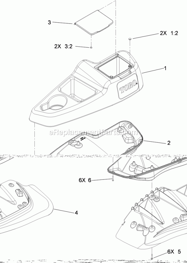 Lh Console Assembly No. 115-7401 Diagram and Parts List for 74915CP 311000001-311999999 Toro Lawn Mower