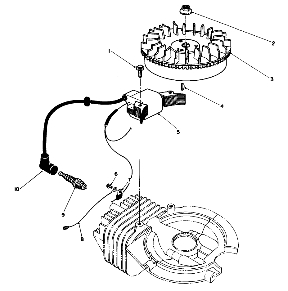 Flywheel & Magneto Assembly Diagram and Parts List for 38185C 8000001 - 8999999 Toro Snow Blower