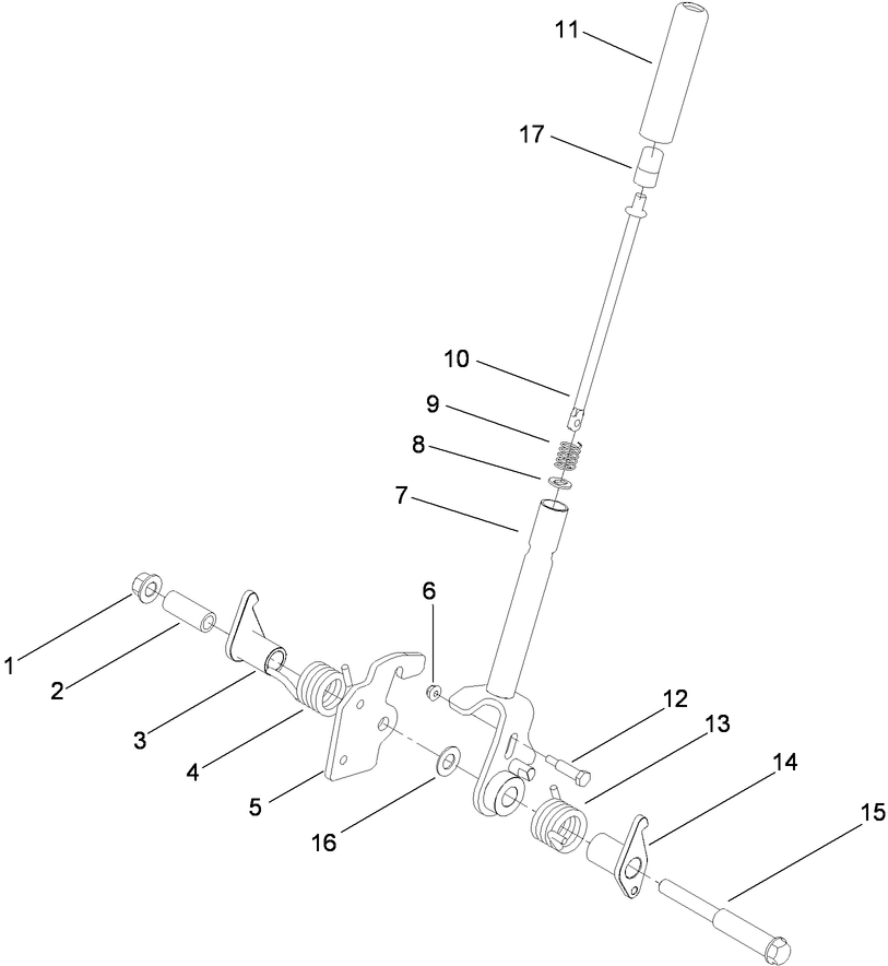 Brake Handle Assembly Diagram and Parts List for 74923TE (290000001-290999999)(2009) Toro Lawn Mower