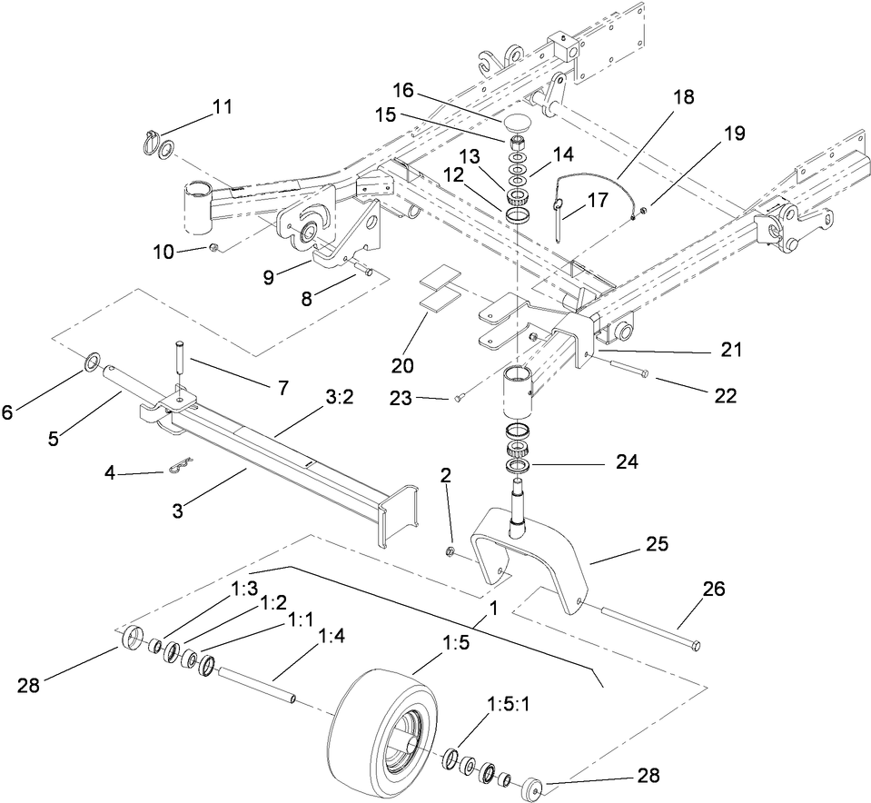 Caster Wheel And Z Stand Assembly Diagram and Parts List for 74268 (290000001-290999999)(2009) Toro Lawn Mower
